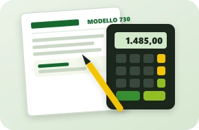 Modello 730, calcolatrice e penna da scrivania