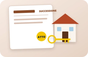 Atto notarile di successione con casa in miniatura e chiave