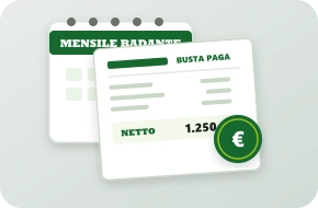 Calendario mensile, cedolino paga ed euro