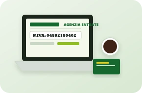 Apertura Partita IVA su computer portatile e biglietto da visita