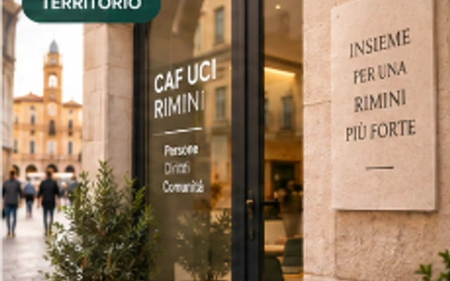 Ingresso della sede CAF UCI Provinciale di Rimini in Via Gambalunga 43